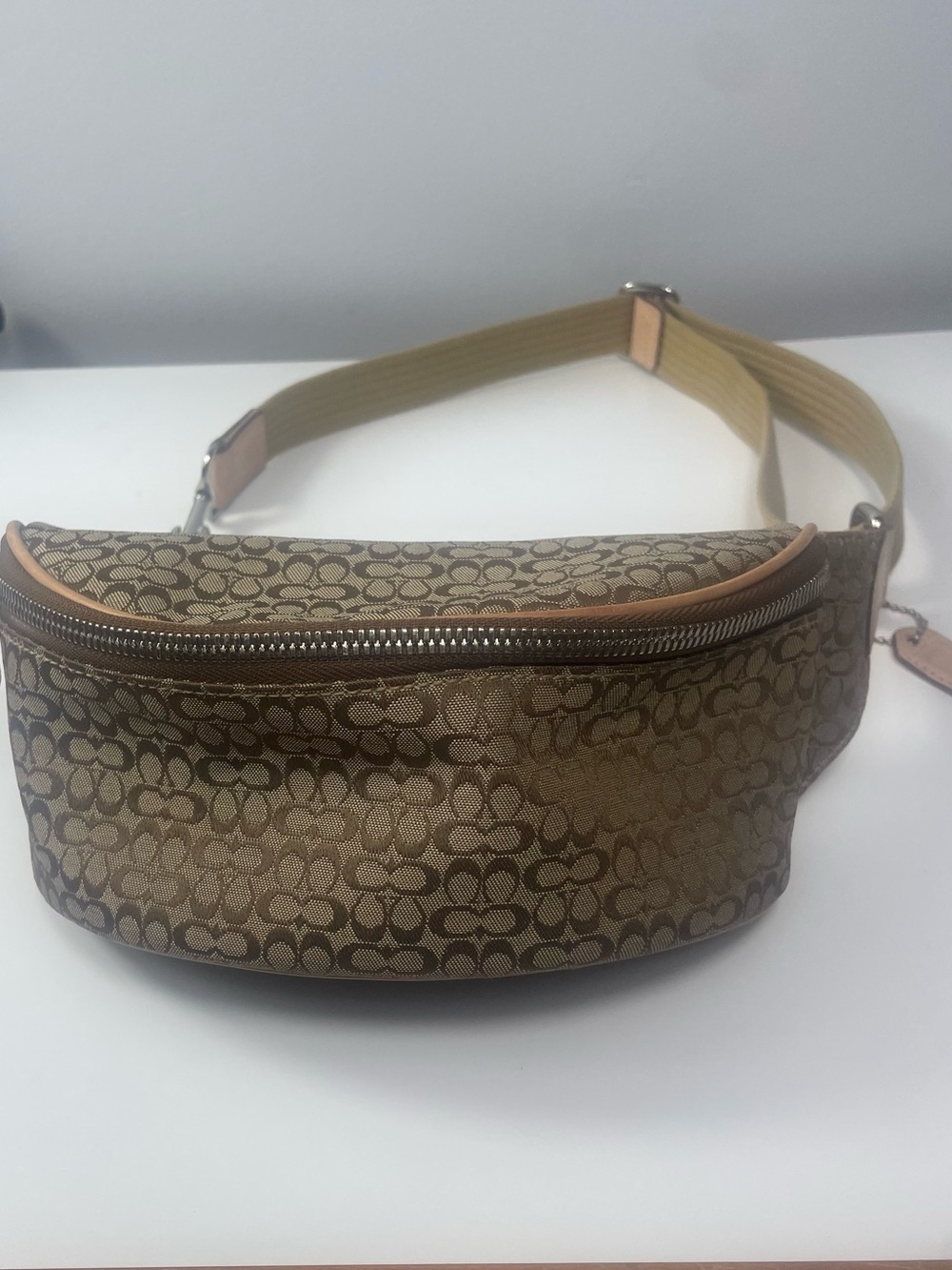 Coach Vintage Khaki Signature Jacquard Belt Bag 5093